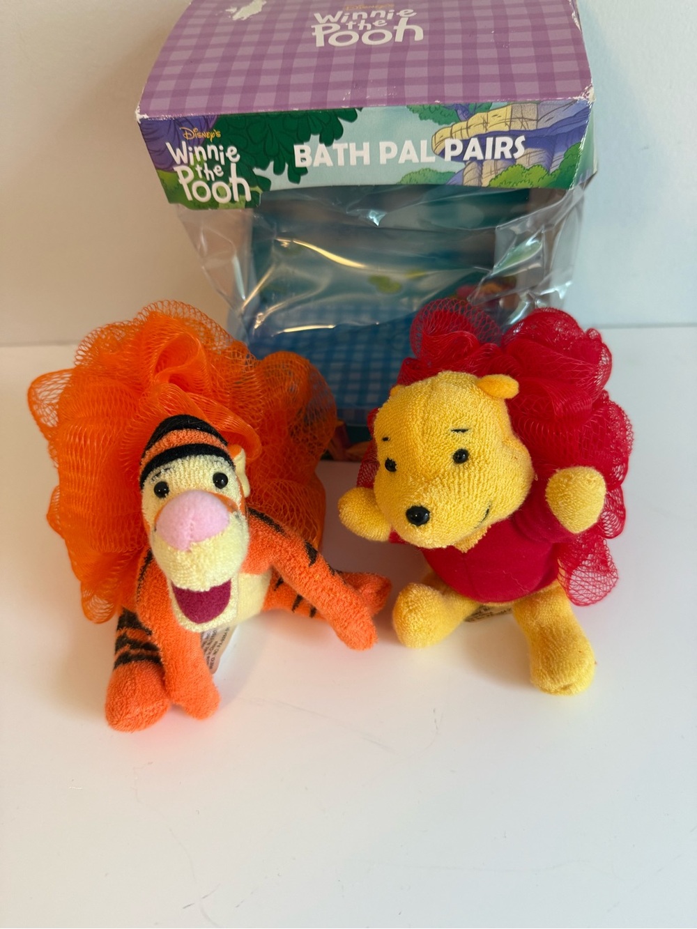 Disney Winnie the Pooh Tigger Bath Pal Pairs Loofah Plush Set NEW Vintage
